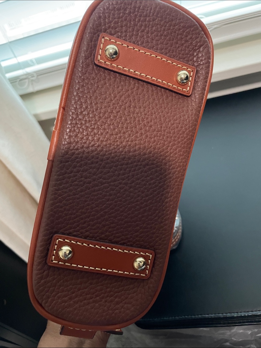 Dooney & Bourke Bitsy Zip Zip Pebble Leather Satchel in Cocoa - Picture 5 of 12